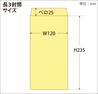 長3カラークラフト封筒 サイズ図