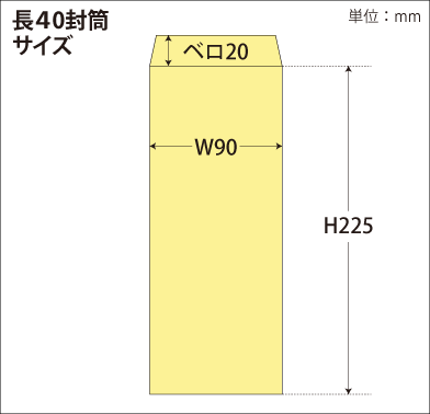 長40封筒印刷 カラークラフト サイズ図